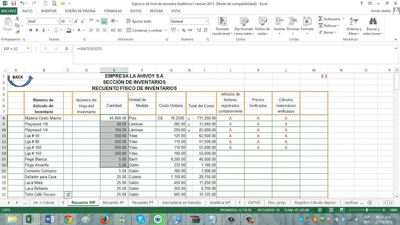 auditoria de inventarios papeles de trabajo en excel - Cómo hacer un papel de trabajo en Excel