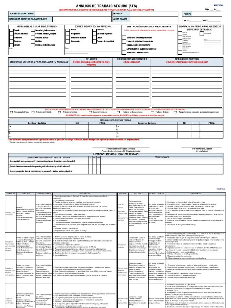 ats para tareas de auditoria en obra - Cómo se elabora una ATS