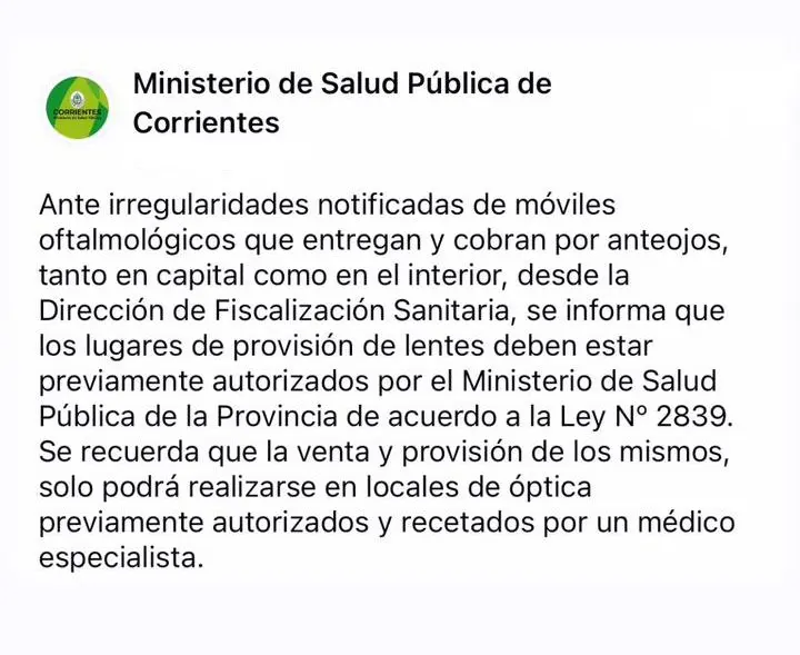 direccion de fiscalizacion sanitaria corrientes - Cómo se llama el ministro de salud de la Provincia de Corrientes