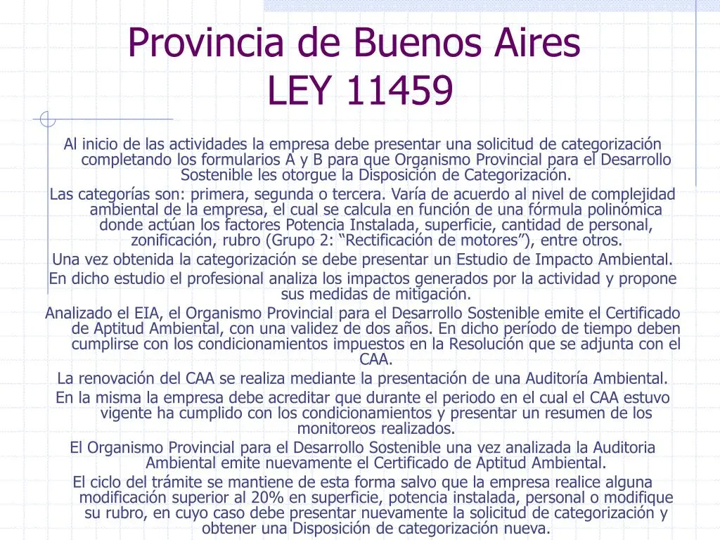 ley de auditoria ambiental provincia de buenos aires - Cuál es la Ley 11459