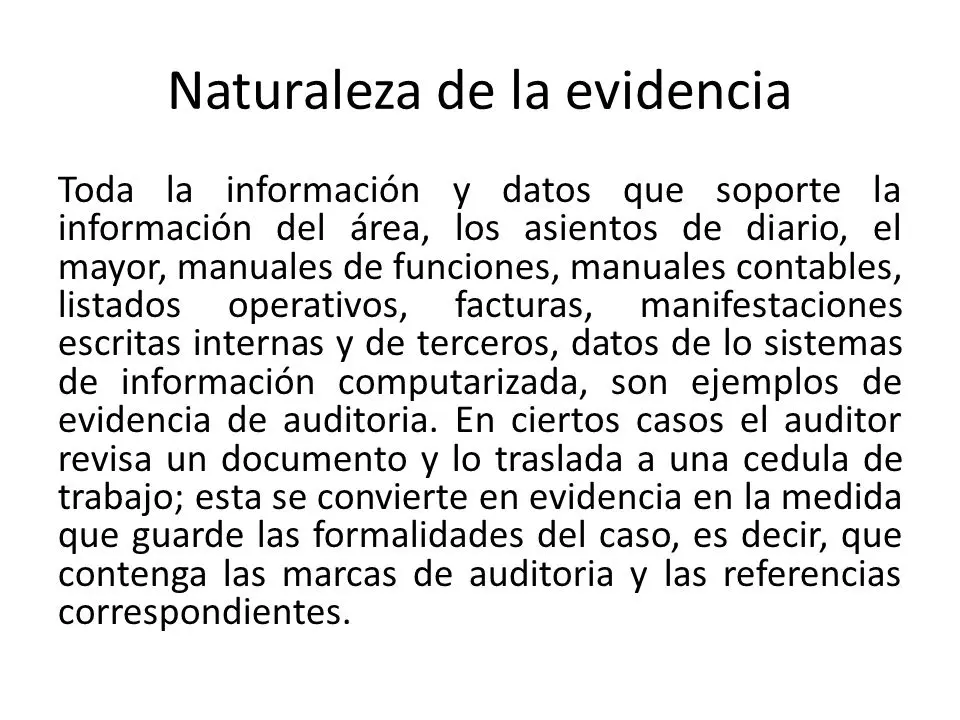 naturaleza de la evidencia de auditoria - Cuáles son las características de las evidencias