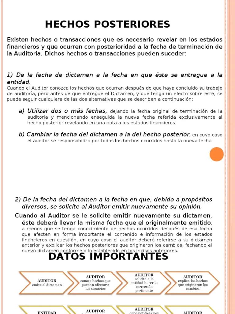 auditor revision de pagos posteriores al cierre - Cuándo deben reconocerse hechos posteriores al cierre en los estados contables
