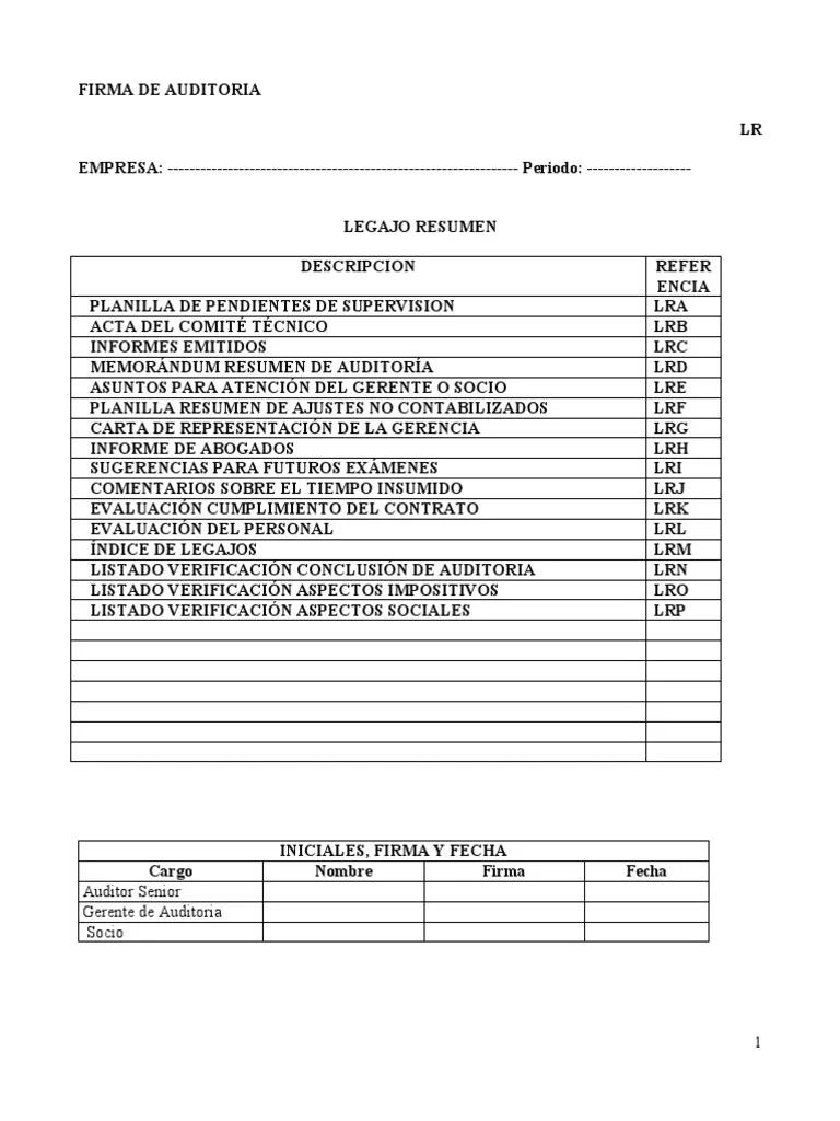 legajos de auditoria - Cuántos legajos existen