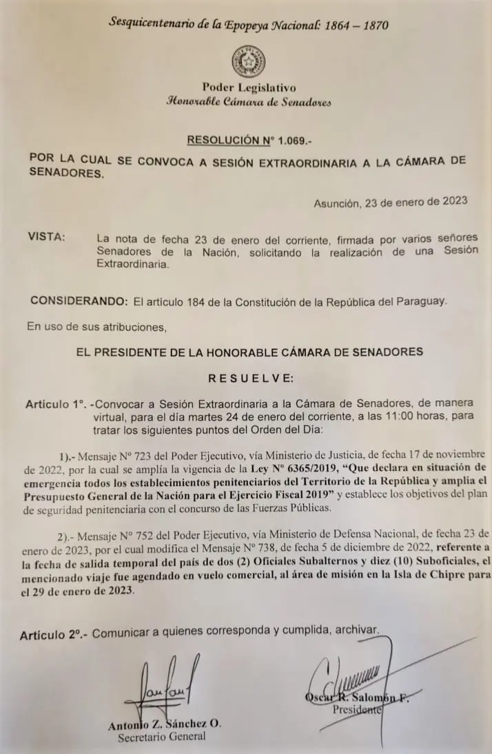 resultado convocatoria auditoria para senado paraguay - Cuántos senadores se necesitan para el quórum