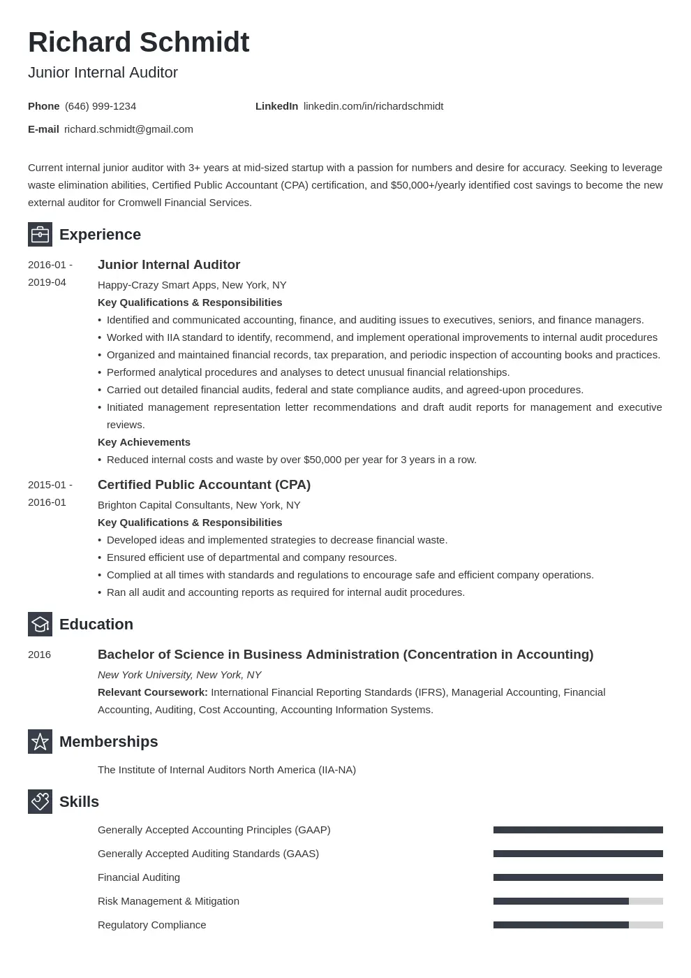 resume profile accounting auditor - How do you write an accountant profile