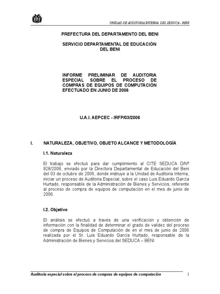 informe preliminar de auditoria - Qué contiene un informe preliminar