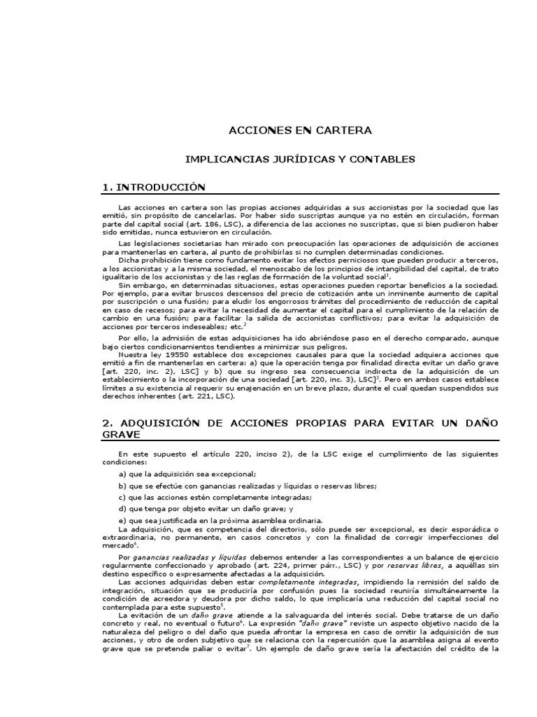 acciones en cartera auditoria - Que cuenta es acciones en cartera