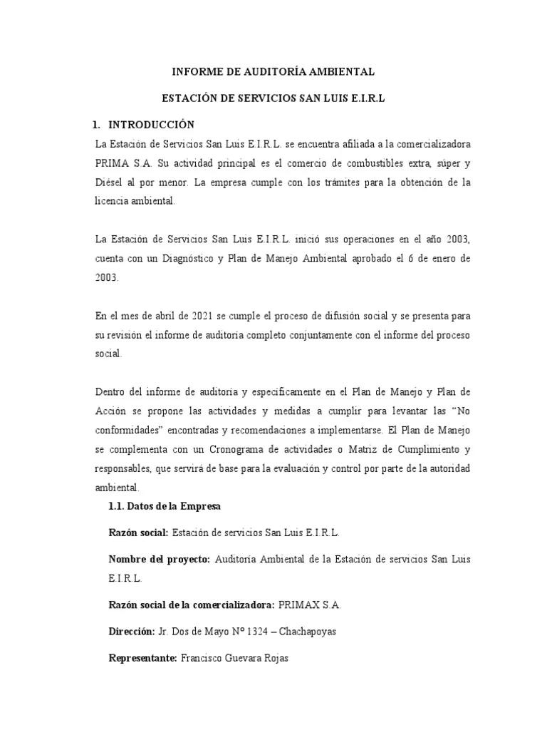 informe de auditoria ambiental parque industrial - Qué debe contener un informe Preventivo de Impacto Ambiental