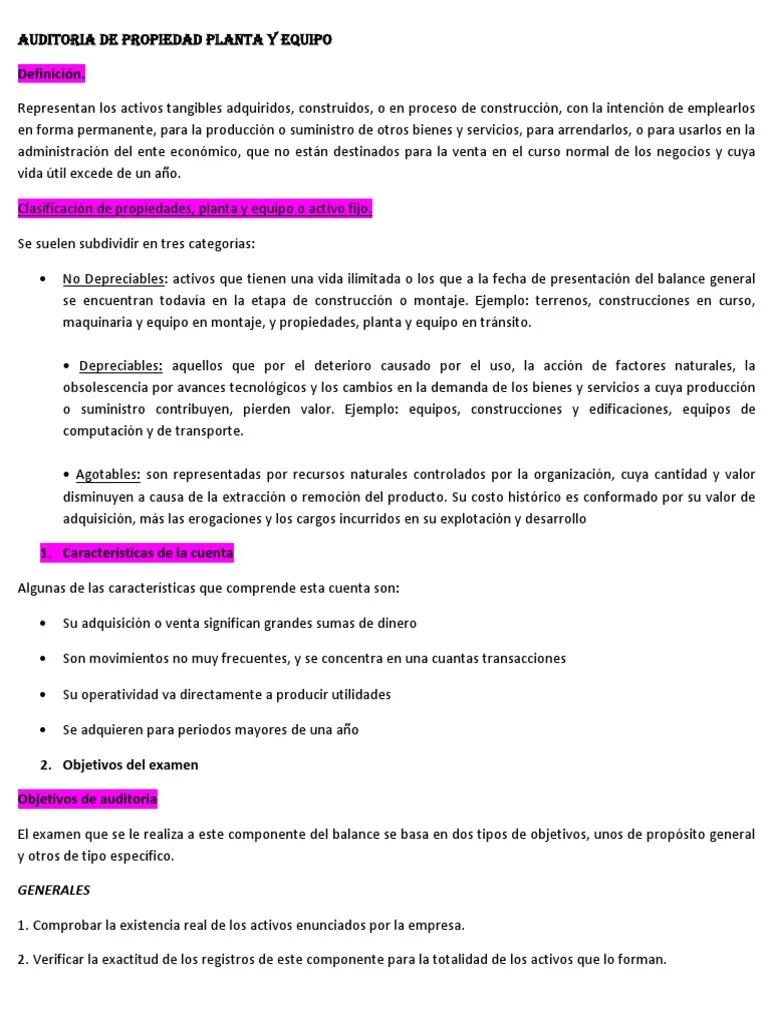 propiedad planta y equipo auditoria - Qué debemos revisar cuando tenemos las cuentas de propiedad planta y equipo