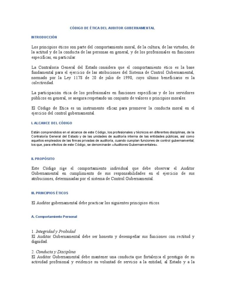 codigo de etica del auditor gubernamental mexico - Qué es el Código de Ética en México