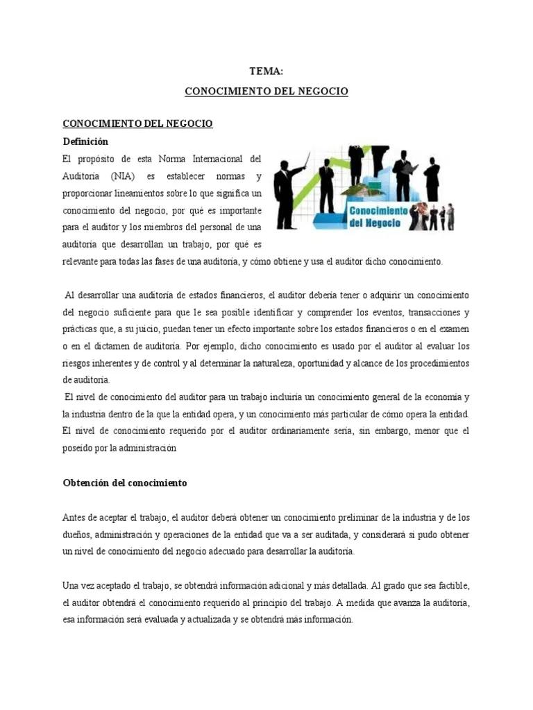 auditoria conocimiento del ente casos - Qué es el conocimiento de la entidad