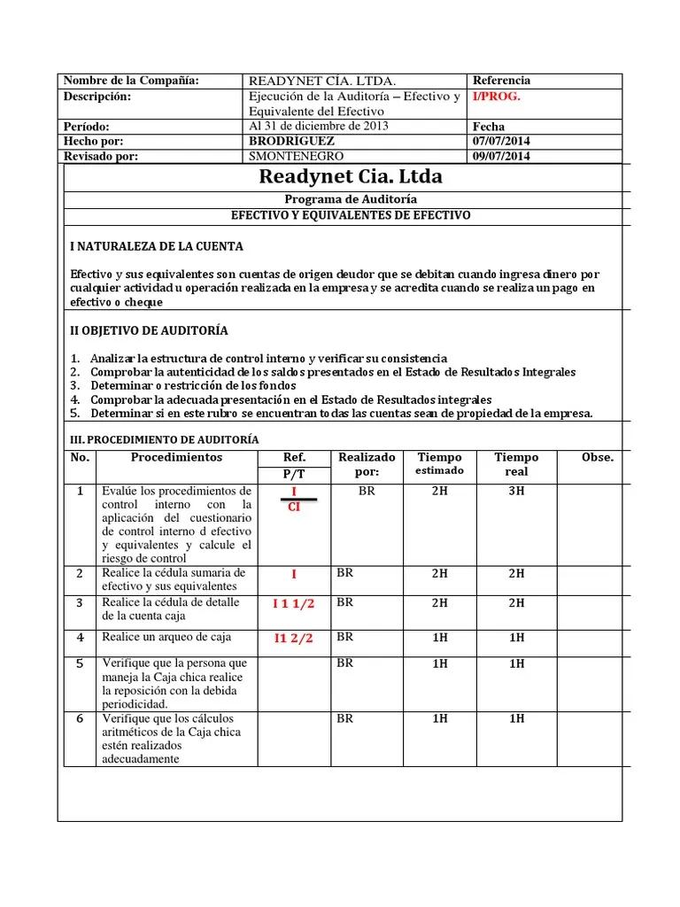 caso practico de auditoria de efectivo y equivalente de efectivo - Qué es el efectivo y equivalente de efectivo ejemplos