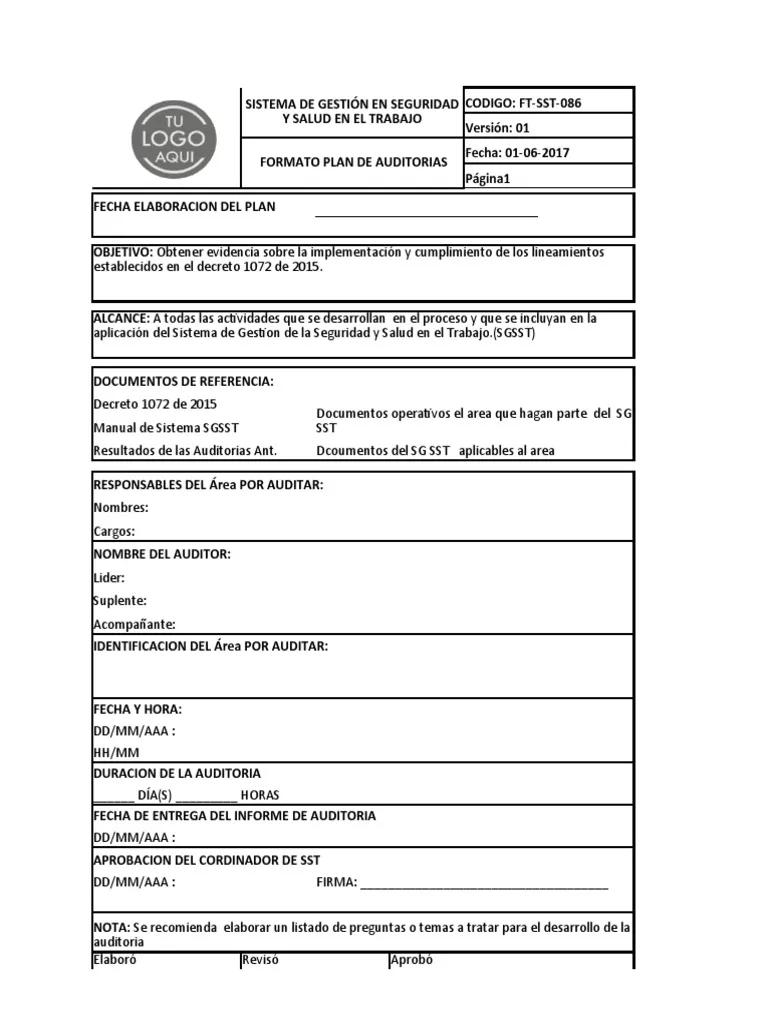 formato auditoria sg sst - Qué es el formato SST