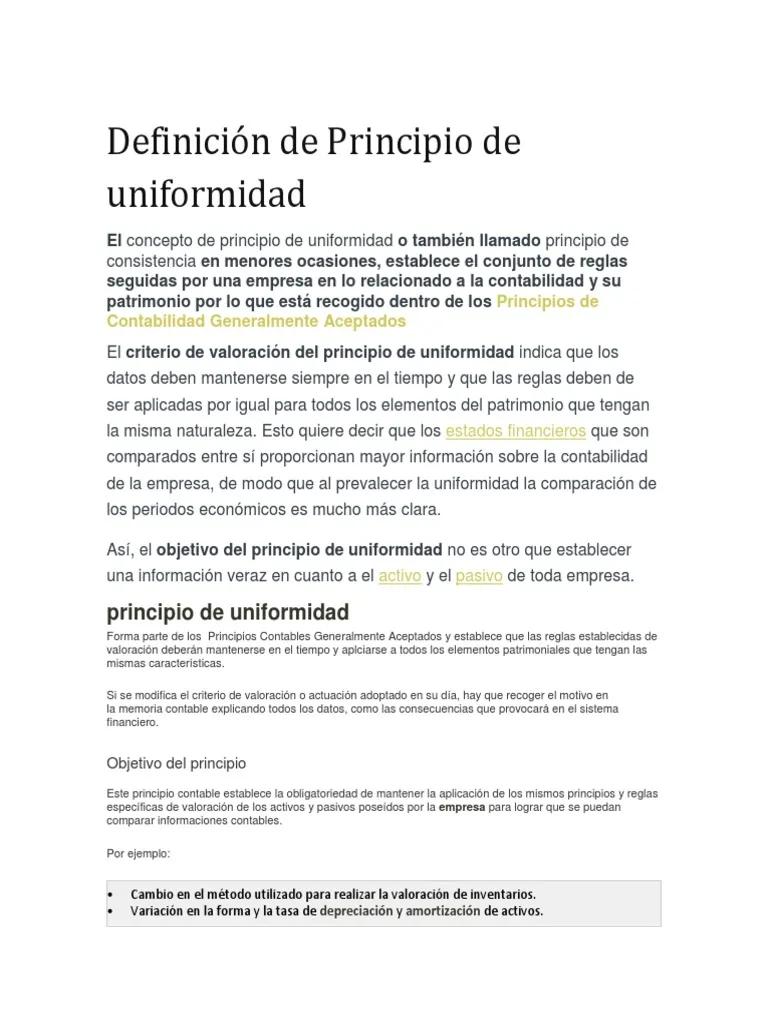 principio de uniformidad auditoria - Qué es el principio de uniformidad en derecho