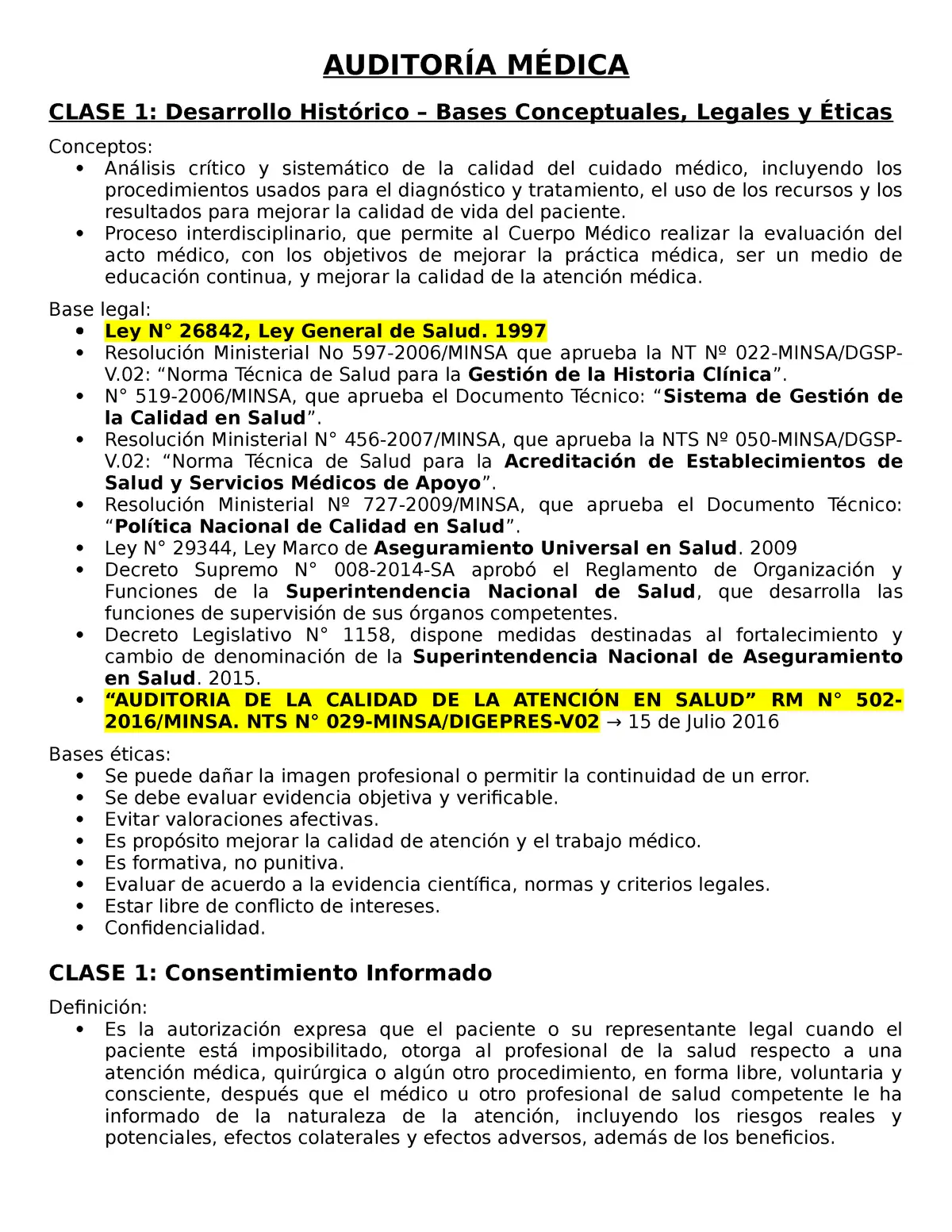 auditoria medica de historias clinicas en servicio de emergencia - Qué es historia clínica de emergencia