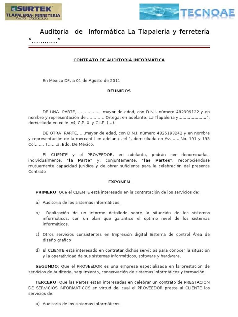 contrato de auditoria informatica definicion - Qué es un contrato informático