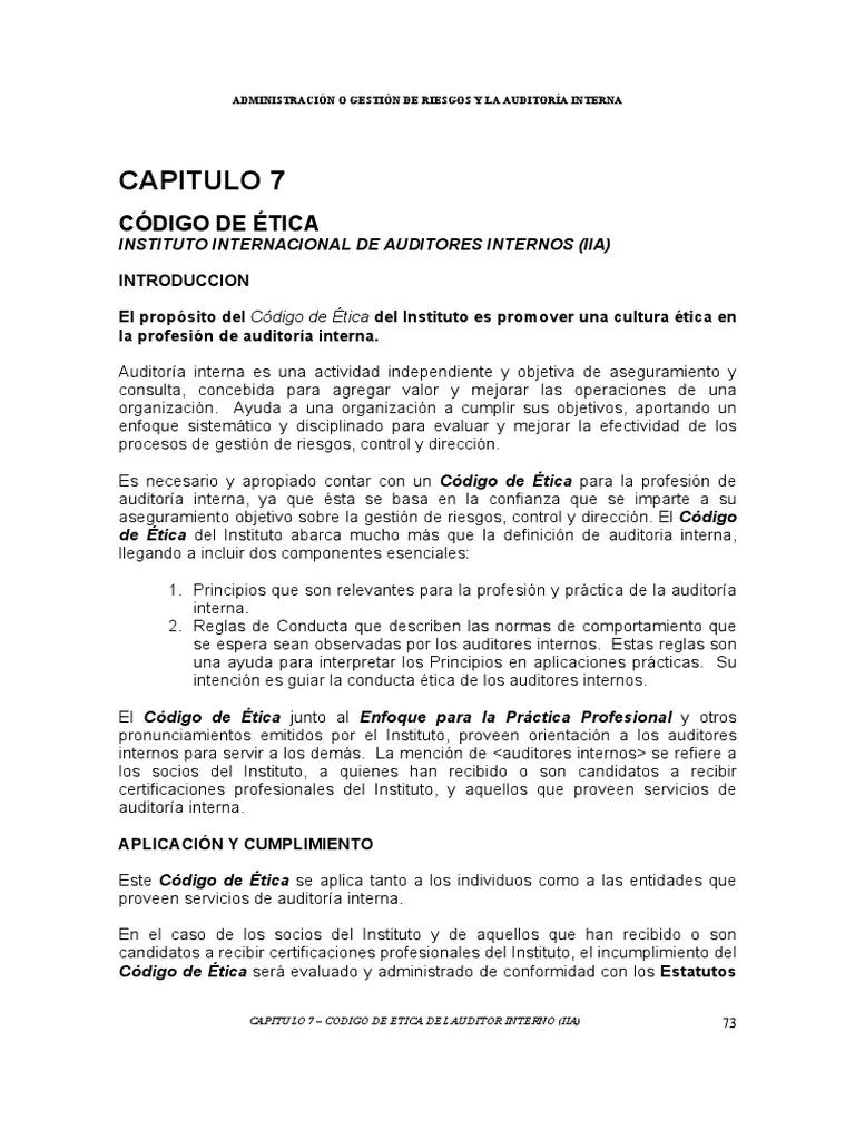 codigo de etica del auditor interno iia - Qué es un control IIA