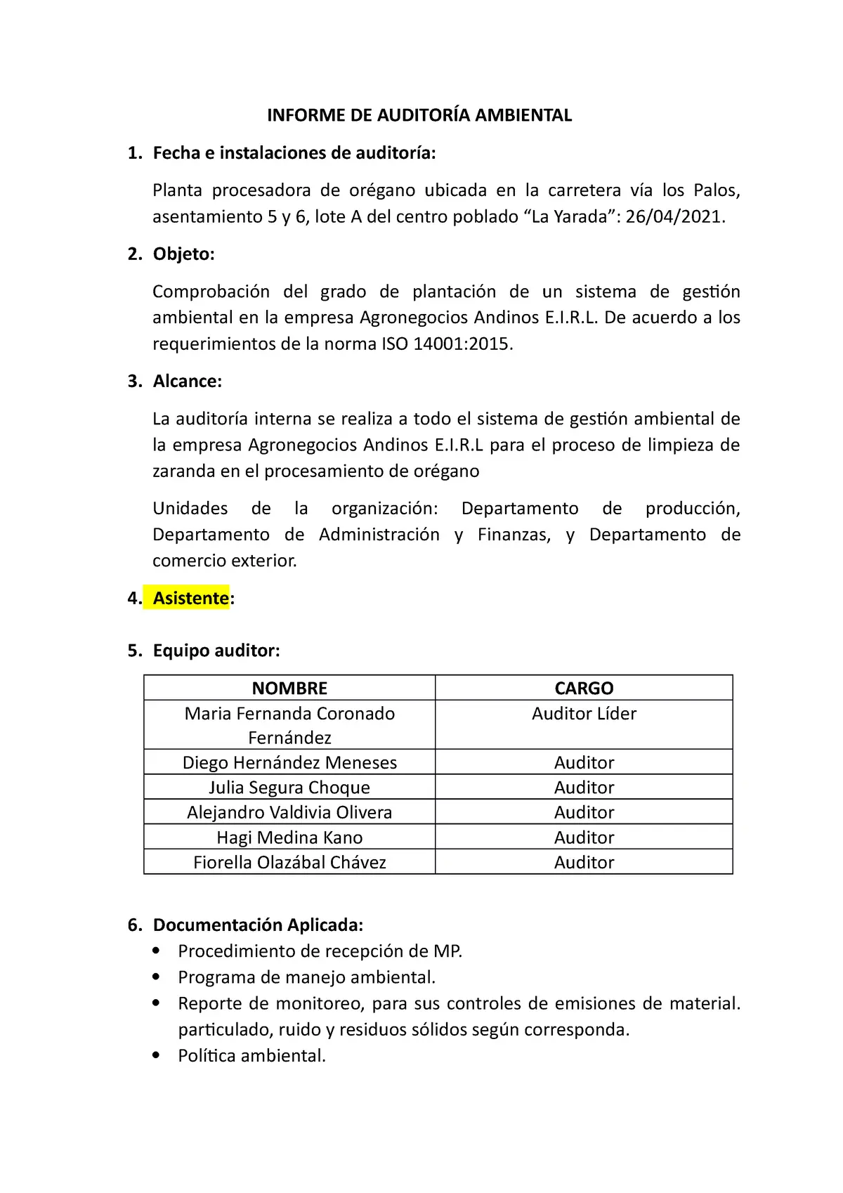 informe de auditoria ambiental ifc - Qué es un Sgas