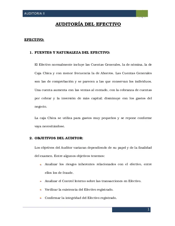 prueba de auditoria dinero en efectivo - Qué es una auditoría en efectivo