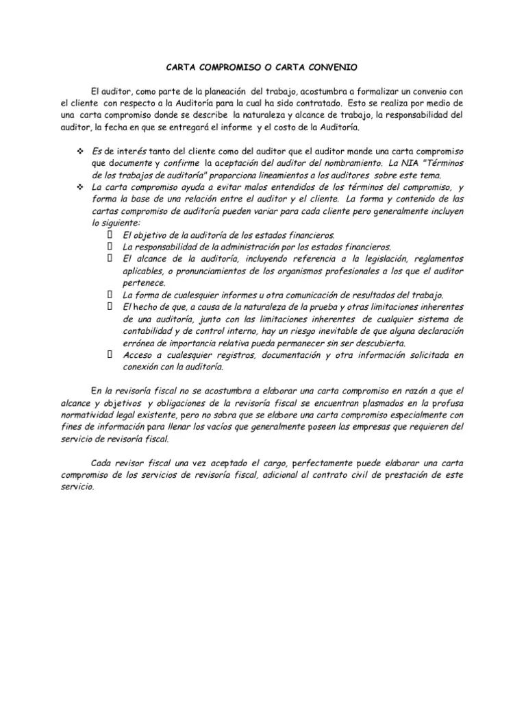 carta de convenio auditor - Qué es una carta Convenio en la auditoría
