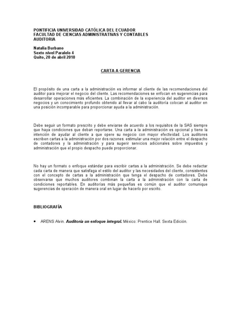 carta de gerencia para auditoria - Qué es una carta de gerencia de auditoría