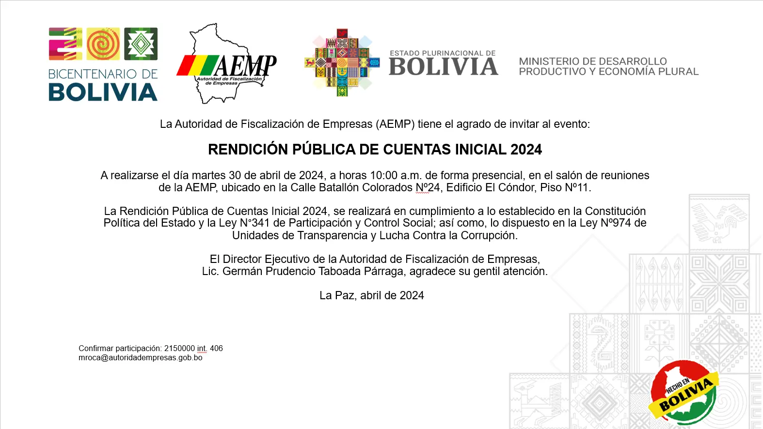 autoridad de fiscalizacion de empresas la paz - Que regula la AEMP en Bolivia