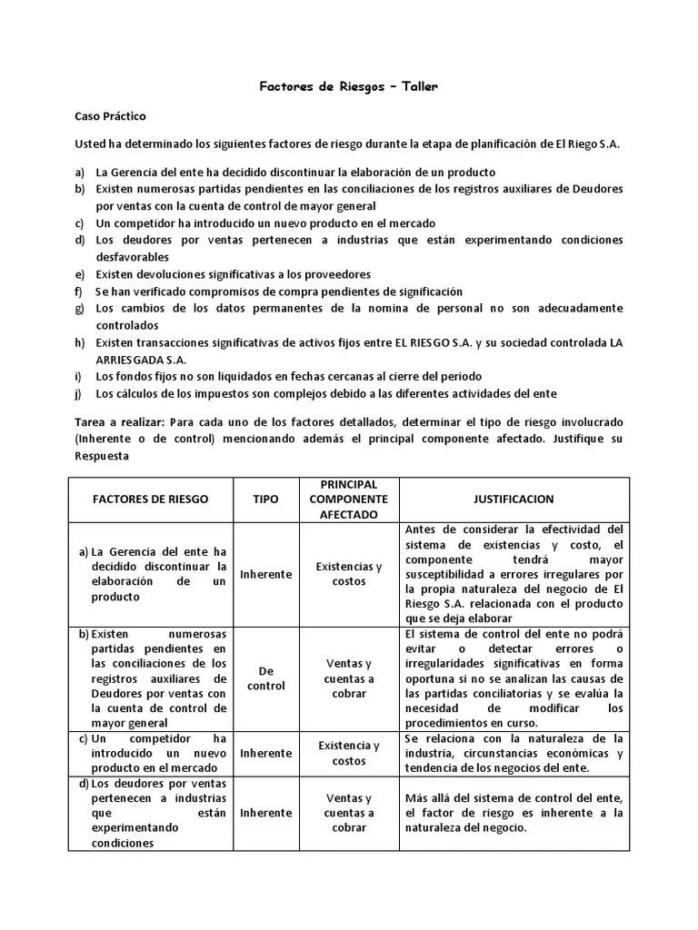 factor de riesgo auditoria - Qué se considera factor de riesgo