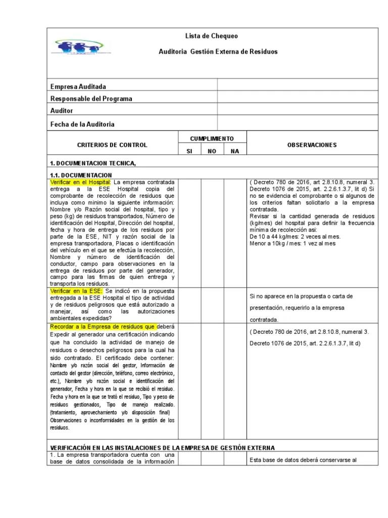 auditoria de conformidad residuo patologico - Qué se hace con los residuos patológicos