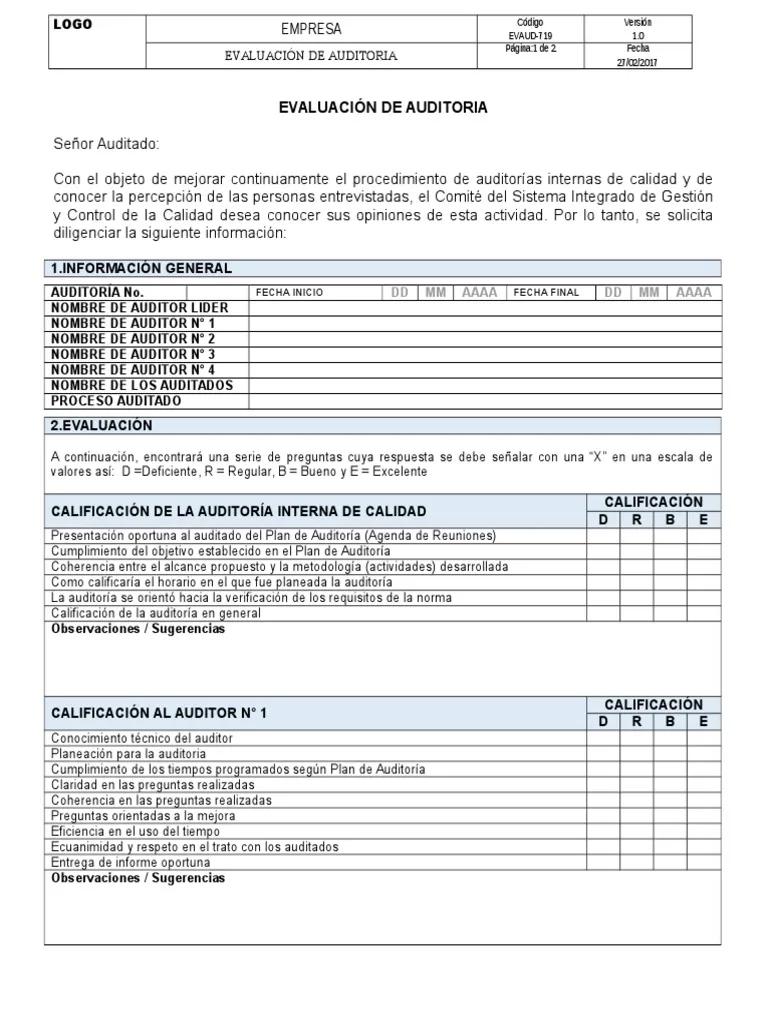 formato de auditoria de calidad - Qué son los formatos de control de calidad