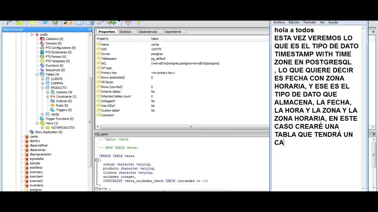 fecha y hora postgres auditoria tipo de dato que conviene - Qué tipo de dato se utiliza para asignar una fecha