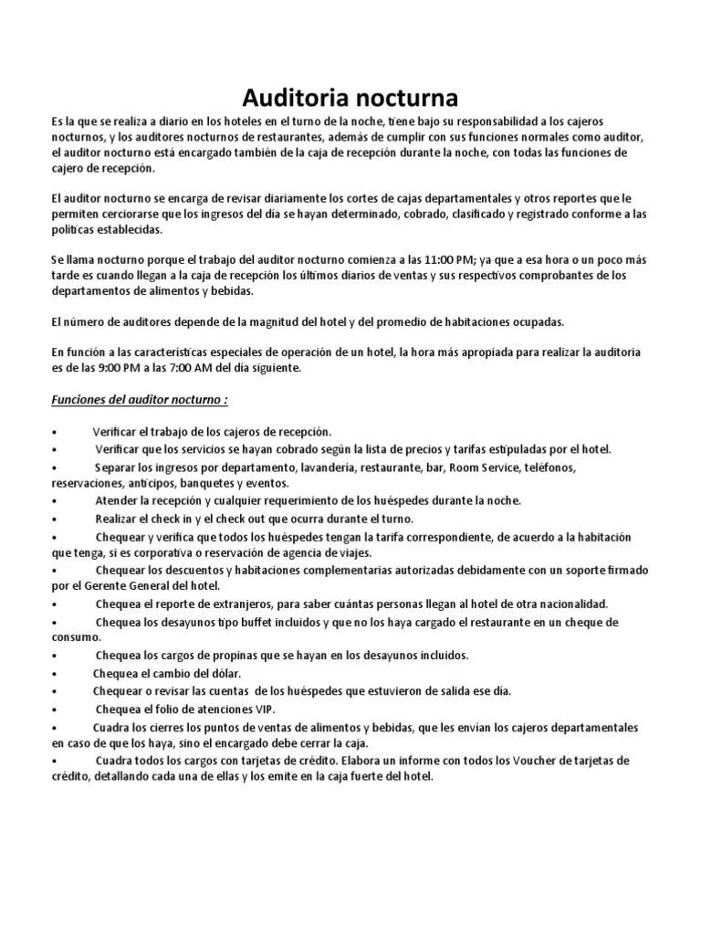 informe auditoria contable de hotel argentina - Quién audita los hoteles en Colombia