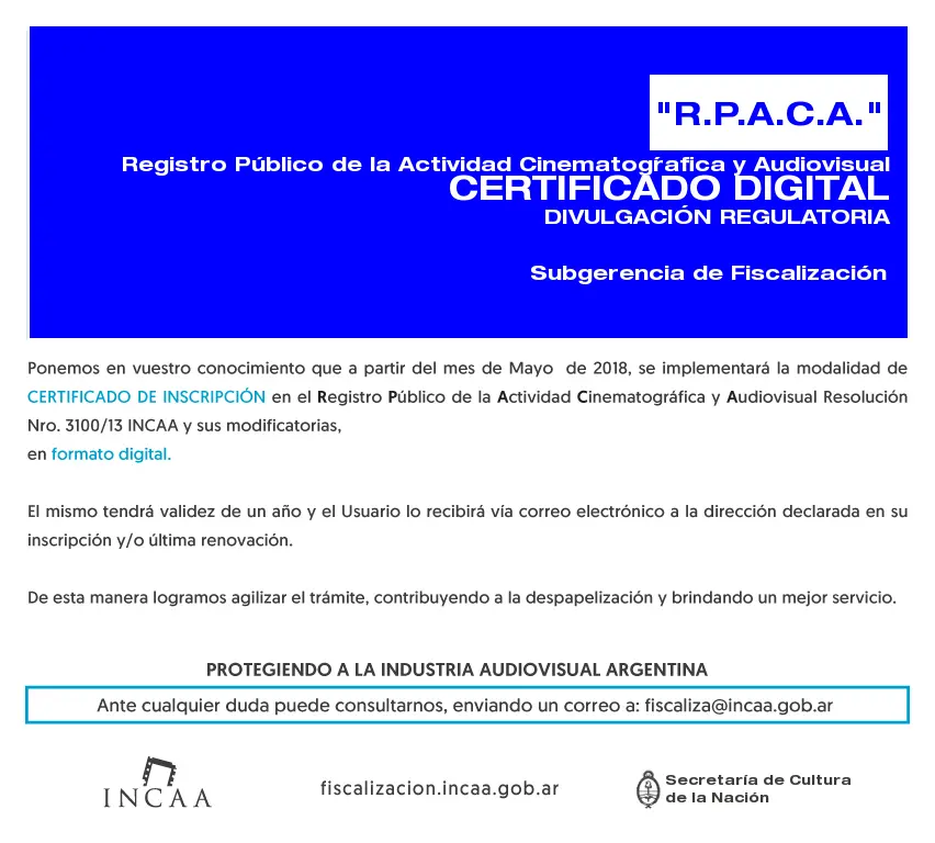 fiscalizacion incaa doblaje - Quién es el director del Inca