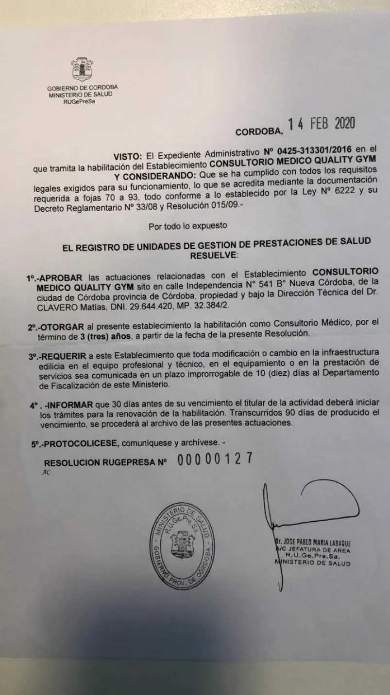 ministerio de salud cordoba departamento de fiscalizacion rugpresa - Quién es el ministro de Salud en Córdoba