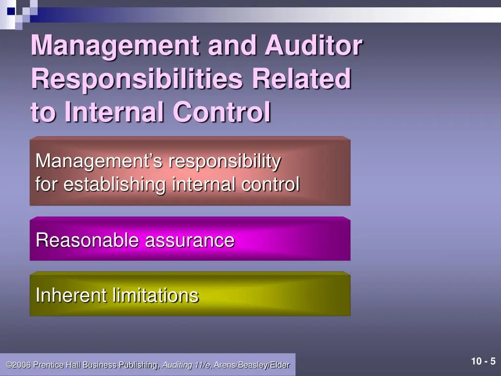 management and auditor responsibilities for internal control - What are the roles of management for internal control