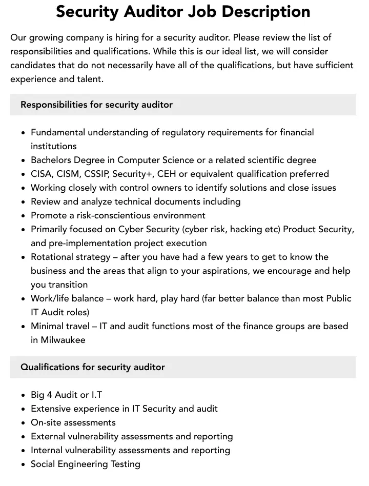 information security auditor jobs - What does an information security auditor do