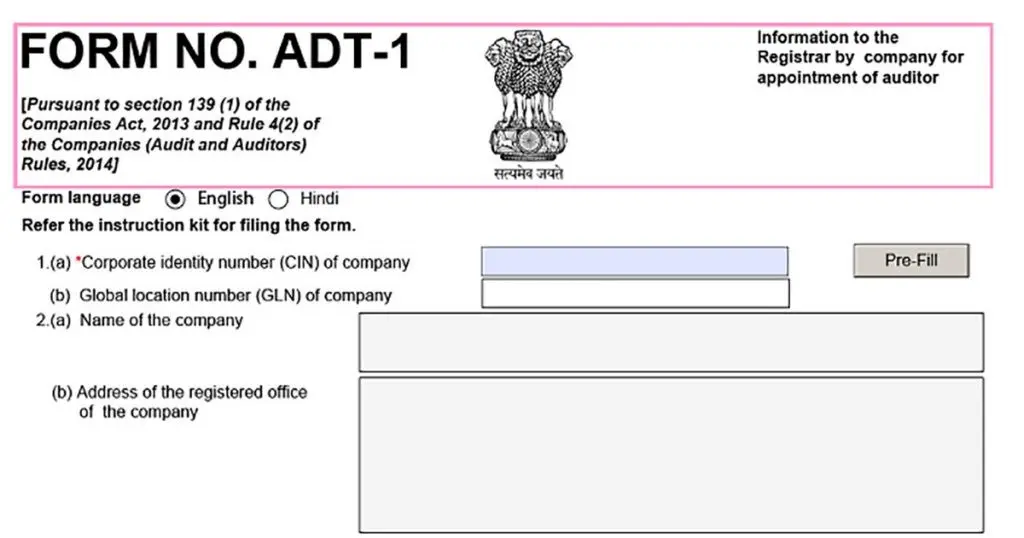 auditor appointment form - What is the form ADT 1 for