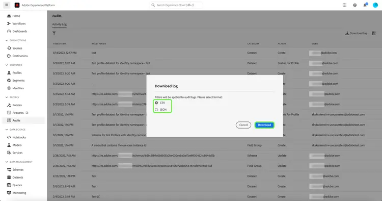 adobe cloud platform auditor - What is the use of audit events under monitoring in Adobe Launch