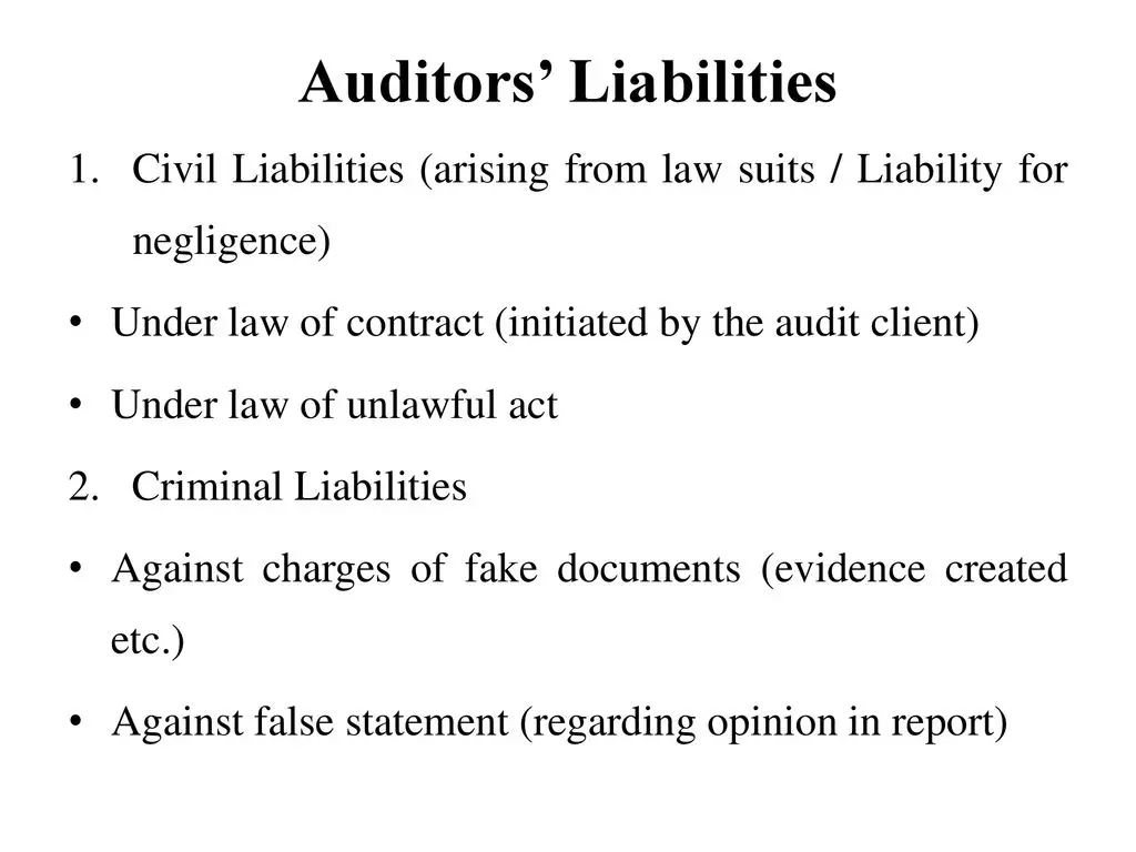 auditor negligence definition - When can an auditor be held liable